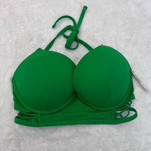 Victorias Secret VS Archives Bombshell Push-Up Longline‎ Bikini Top Green 32DD